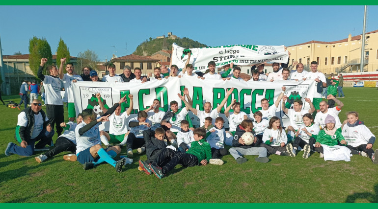 La Rocca Monselice calcio promosso in Promozione-vince il girone E di calcio Prima Categoria Veneto